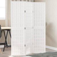 Berkfield Home Room Divider 3 Panels White Solid Wood Paulownia