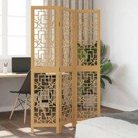 Berkfield Home Room Divider 3 Panels Brown Solid Wood Paulownia