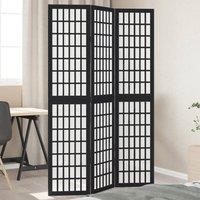 Berkfield Home Room Divider 3 Panels Black Solid Wood Paulownia