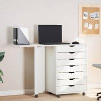 Berkfield Home Rolling Cabinet with Desk MOSS White Solid Wood Pine