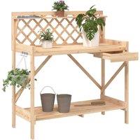 Berkfield Home Potting Bench with Trellis Solid Wood Fir in Light Brown