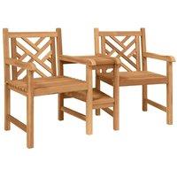 Berkfield Home Outdoor Chairs with Shelf Lattice with Storage Brown Solid teak wood