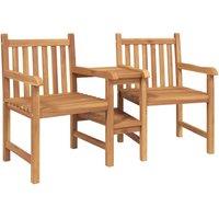 Berkfield Home Outdoor Chairs with Shelf Geometric with Storage Brown Solid teak wood