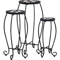 Berkfield Home Mosaic Tables 3 pcs Black & White Ceramic