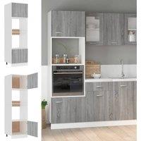 Berkfield Home Microwave Cabinet Grey Sonoma 60x57x207 cm Engineered Wood | Size: 60 x 57 x 207 cm