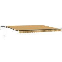 Berkfield Home Manual Retractable Awning with LED Multicolour Stripe 400x300 cm in Yellow
