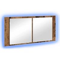 Berkfield Home LED Mirror Cabinet Old Wood 100x12x45 cm Engineered Wood in Brown | Size: 100 x 12 x 45 cm