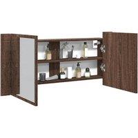 Berkfield Home LED Bathroom Mirror Cabinet Brown Oak 100x12x45 cm | Size: 100 x 12 x 45 cm