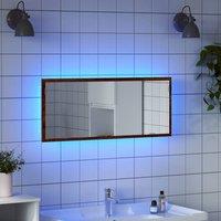 Berkfield Home LED Bathroom Mirror Brown Oak 100x8.5x37 cm Engineered Wood