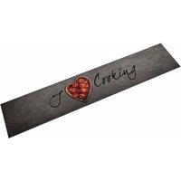 Berkfield Home Kitchen Rug Washable Cooking Text 60x300 cm Velvet in Grey