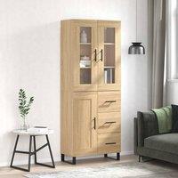 Berkfield Home Highboard Sonoma Oak 69.5x34x180 cm Engineered Wood in Light Tan