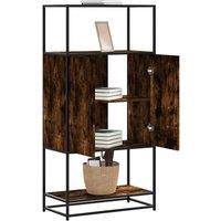 Berkfield Home Highboard Smoked Oak 68x35x139 cm Engineered Wood & Metal in Brown | Size: 68 x 35 x 139 cm