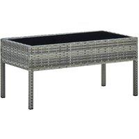 Berkfield Home Garden Table Grey 75x40x37 cm Poly Rattan | Size: 75 x 40 x 37 cm