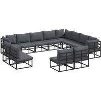 Berkfield Home Garden Sofa Set 12 pcs Black 353 x 283 x 71 cm Aluminium