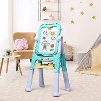 Costway Double Sided Easel Height Adjustable Standing Drawing Board with Storage in Green