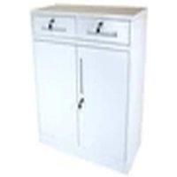 Havendro Metal Storage Cabinet - 2 Door, 2 Drawer, 1 Shelf, 80x40x92cm, White | Size: 80 x 40 x 92 cm