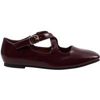 MODISHION Women's Casual Closed Toe Cross-Strap Mary Jane Shoes with Low Heel in Wine | Size: 6.5