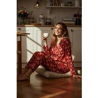 WOVCOR Women's 2-Piece Christmas Print Cotton Pyjama Set in Burgundy | Size: Small