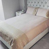 Voltico Natural Jacquard Duvet Cover Set - Cream, Linen & Navy | Single - King in Beige | Size: King