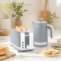 HOMCOM 3000W Rapid Boil Kettle & Toaster Set with Otter Thermostat in Grey