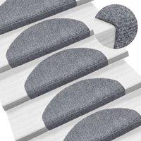 Berkfield Home 15 Self-adhesive Stair Mats Needle Punch 65x21x4 cm Light Grey | Size: Medium
