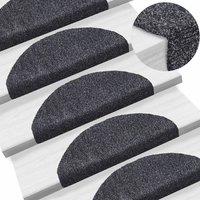 Berkfield Home 15pcs Self-adhesive Stair Mats Needle Punch 65x21x4cm Dark Grey | Size: Medium