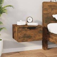 Berkfield Home Wall-mounted Bedside Cabinet Smoked Oak 34x30x20 cm in Brown | Size: 34 x 30 x 20 cm