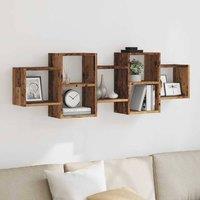 Berkfield Home Wall Shelf Old Wood 129x18x42 cm Engineered Wood in Brown | Size: 129 x 18 x 42 cm