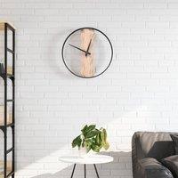 Berkfield Home Wall Clock Brown 35 cm Iron & Oak Wood