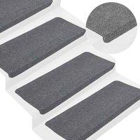 Berkfield Home Stair Mats Self-adhesive 15 pcs 65x24.5x3.5 cm Grey | Size: Medium