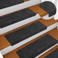 Berkfield Home Stair Mats 10 pcs Grey 65x21x4 cm Needle Punch | Size: Medium