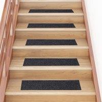 Berkfield Home Self-adhesive Stair Mats Rectangular 15 pcs 76x20 cm Grey | Size: Medium