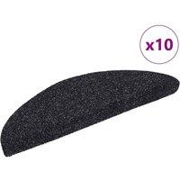 Berkfield Home Self-adhesive Stair Mats 10 pcs Black 56x17x3 cm Needle Punch | Size: Medium