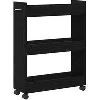 Berkfield Home Rolling Cabinet Black Oak 60x22x79 cm Engineered Wood | Size: 60 x 22 x 79 cm