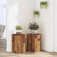 Berkfield Home Plant Stands 2 pcs Old Wood 30x30x50 cm Engineered wood in Brown | Size: 30 x 30 x 50 cm