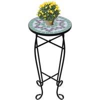 Berkfield Home Mosaic Side Table Plant Table Green White