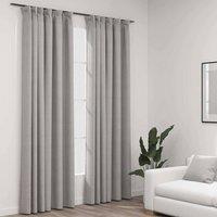 Berkfield Home Linen-Look Blackout Curtains with Hooks 2 pcs Grey 140x225 cm
