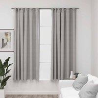 Berkfield Home Linen-Look Blackout Curtains with Hooks 2 pcs Grey 140x175 cm