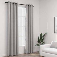 Berkfield Home Linen-Look Blackout Curtains with Grommets 2pcs Grey 140x225cm | Size: 140x225 cm