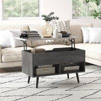 Costway Lift Top Coffee Table Modern Accent Table w/ Shelves Hidden Storage in Grey