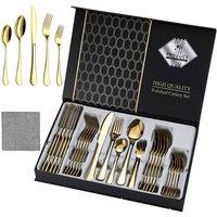 Hinsinc 30-Piece Stainless Steel Cutlery Dinner Set in Gold
