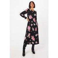 Dorothy Perkins Women's Spaced Floral Long Sleeve Midi Dress | Size: 12