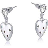 BIG METAL LONDON Women's FLORENCE HEART DROP EARRINGS in Silver | Size: 3 cm
