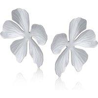 BIG METAL LONDON Women's GIULIA FLORAL MATTE EARRINGS in Silver | Size: 5 cm