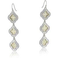 BIG METAL LONDON Women's RIMINI CLOVER TWO TONE MATTE EARRINGS in Silver | Size: 6 cm