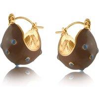 BIG METAL LONDON Women's MALENA POLKA DOT ENAMEL EARRINGS in Brown | Size: 2 cm