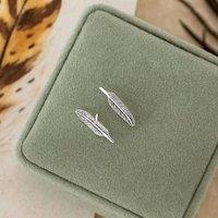 Orsa May Women's Sterling Silver Feather Stud Earrings