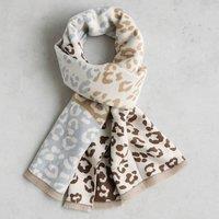 My Posh Shop Women's Cream Leopard Print Cozy Winter Scarf