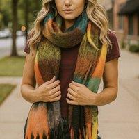 My Posh Shop Women's Multicoloured Tartan Print Scarf