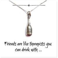 Aye Do Gifts Women's Wine Bottle Charm Necklace on Funny Friends Message Card in Silver | Size: 18 inches